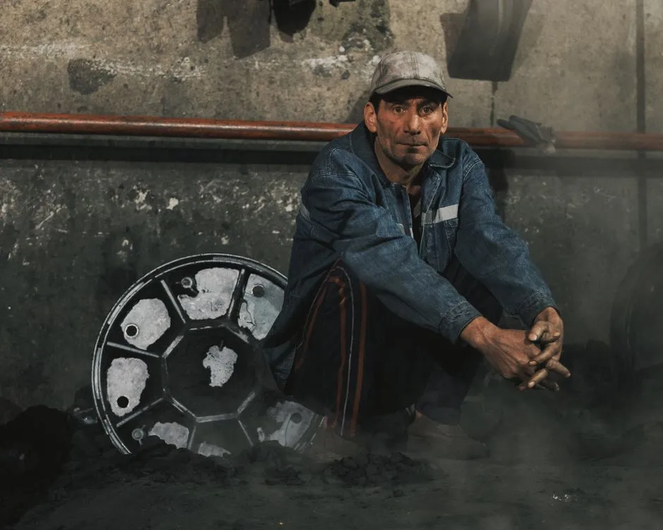 Shift worker resting on a break in an industrial setting